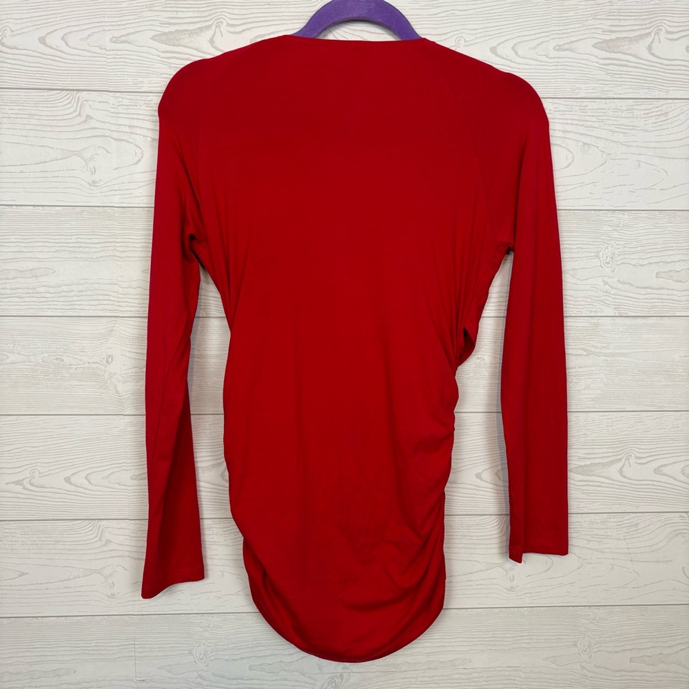 Sundance Red Long Sleeve Cross Front Ruched Blouse Size Small - Picture 5 of 5
